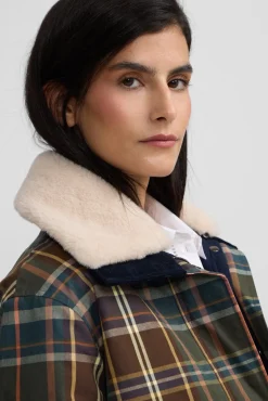 Silbon Sobretudos-Blusão de borrego xadrez encerada Verde