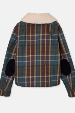 Silbon Sobretudos-Blusão de borrego xadrez encerada Verde