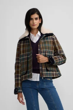 Silbon Sobretudos-Blusão de borrego xadrez encerada Verde