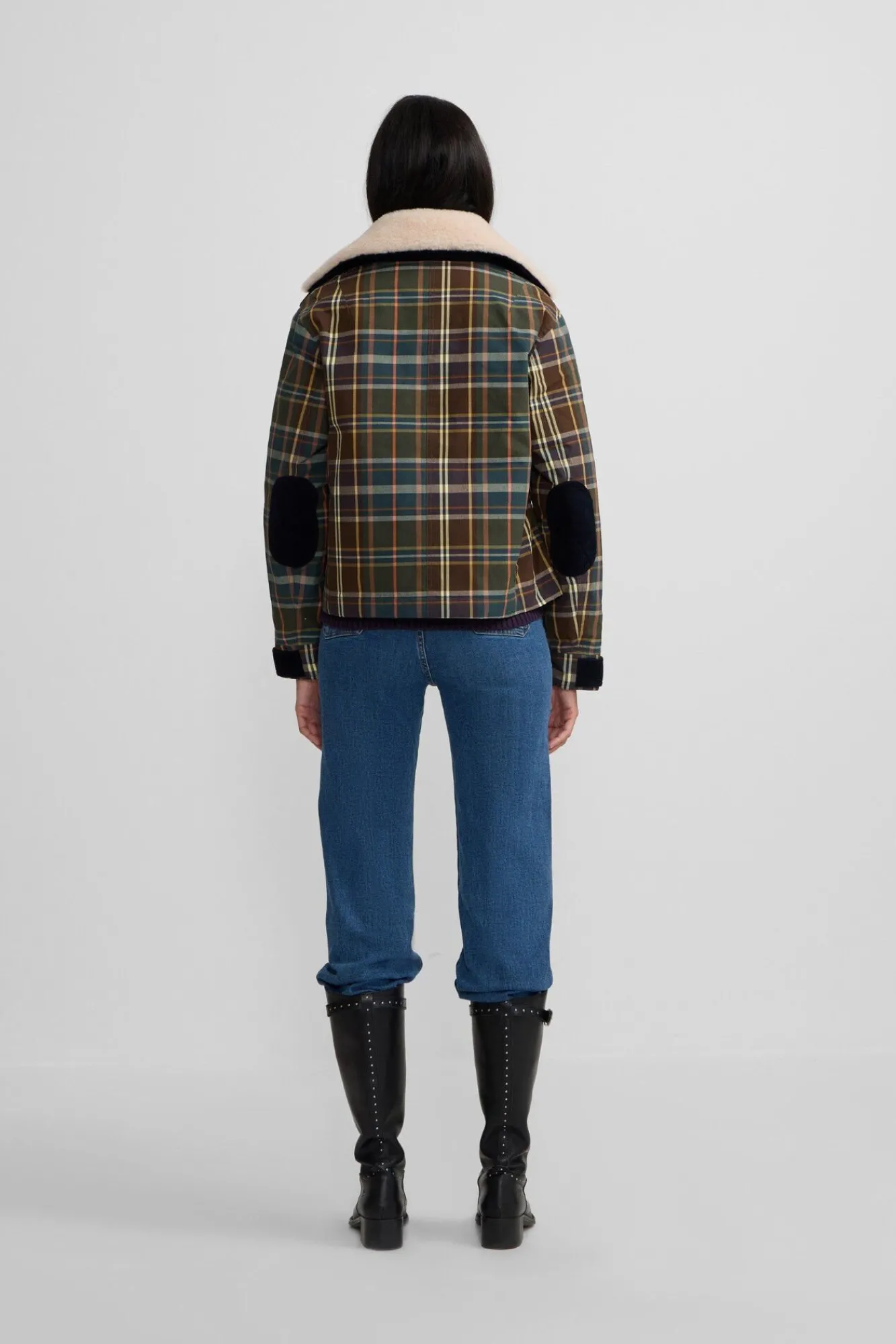 Silbon Sobretudos-Blusão de borrego xadrez encerada Verde