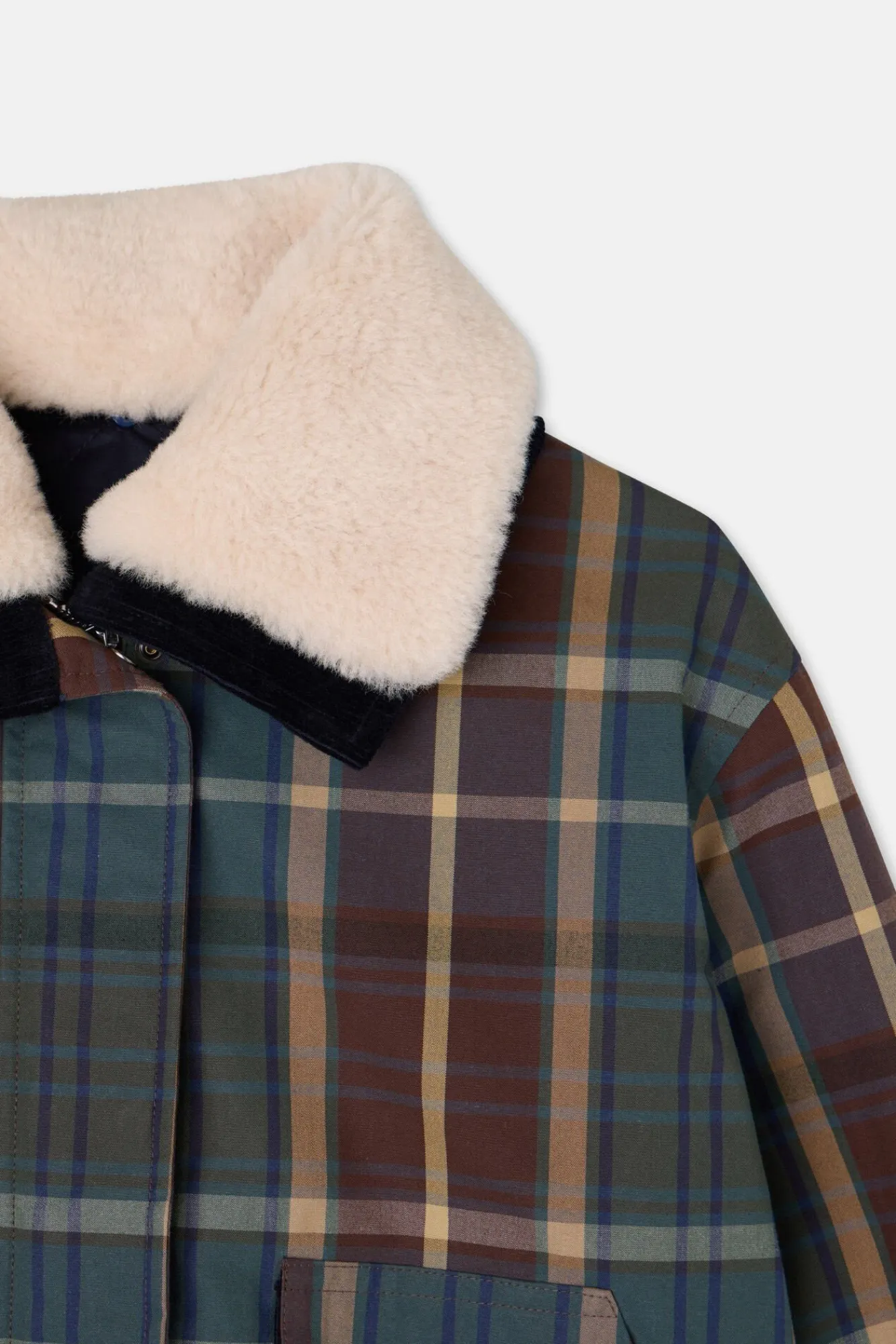 Silbon Sobretudos-Blusão de borrego xadrez encerada Verde