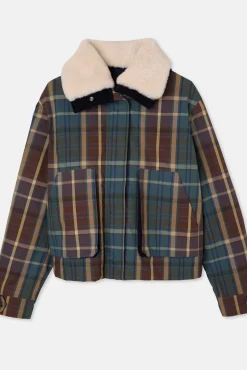 Silbon Sobretudos-Blusão de borrego xadrez encerada Verde
