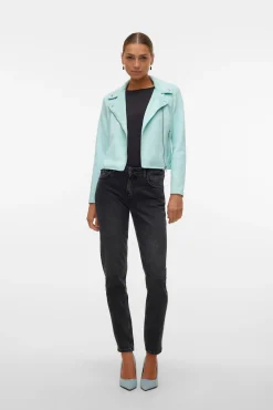 Vero Moda Sobretudos-Blusão de camurça com tachas Azul