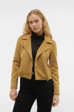 Vero Moda Sobretudos-Blusão de camurça com tachas Castanho