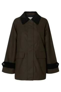 Selected Sobretudos|Casacos-Blusão de gola de veludo cotelê 100% algodão orgânico Castanho