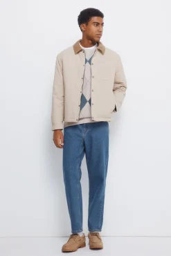 Springfield Casacos-Blusão de gola de veludo cotelê bege