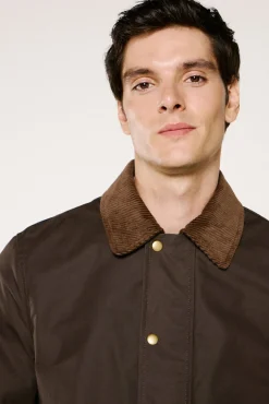 Selected Casacos-Blusão de gola de veludo cotelê 100% algodão orgânico Castanho