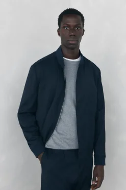 Pedro del Hierro Casacos-Blusão de lã estilo bomber Azul