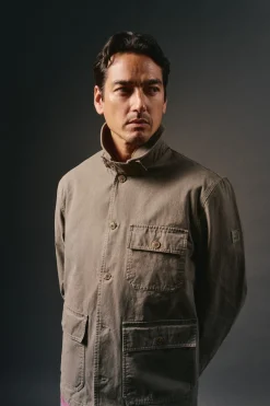 OOTO Casacos-Blusão de trabalho com gola de veludo cotelê Verde