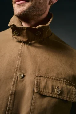 OOTO Casacos-Blusão de trabalho com gola de veludo cotelê Castanho