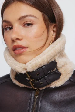 Springfield Sobretudos|Casacos-Blusão dupla face com gola de pele castanho