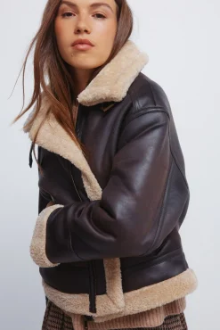 Springfield Sobretudos|Casacos-Blusão dupla face com gola de pele castanho