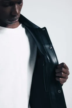 Springfield Casacos-Blusão efeito pele preto