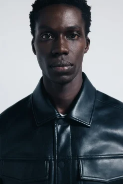 Springfield Casacos-Blusão efeito pele preto