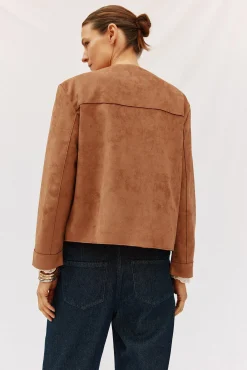 Cortefiel Sobretudos-Blusão efeito pele Tostado