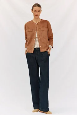 Cortefiel Sobretudos-Blusão efeito pele Tostado