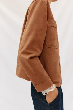 Cortefiel Sobretudos-Blusão efeito pele Tostado