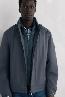 Pedro del Hierro Casacos|Sobretudos-Blusão forros desmontáveis Cizento