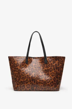 Cortefiel Malas-Bolsa de compras com estampado de leopardo Castanho
