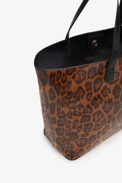 Cortefiel Malas-Bolsa de compras com estampado de leopardo Castanho