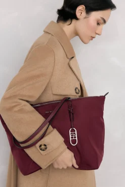 Pedro del Hierro Malas-Bolsa de compras de nylon com fecho-éclair Bordeaux