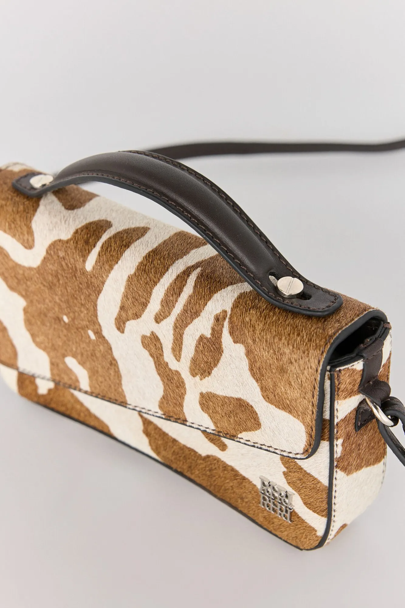 Pedro del Hierro Malas-Bolsa de mala de tiracolo com estampado de vaca marrom (pele) Vários