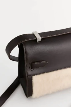 Pedro del Hierro Malas-Bolsa de ombro convertível em pele de carneiro Marrom