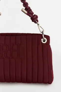 Pedro del Hierro Malas-Bolsa de ombro de nylon com fecho-éclair e alça de cordão Bordeaux