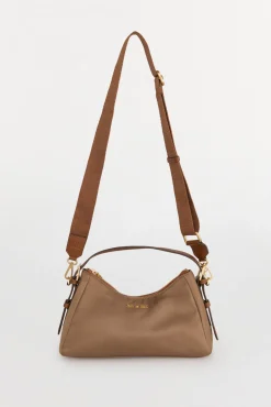Pedro del Hierro Malas-Bolsa de ombro de nylon com fecho-éclair Beige