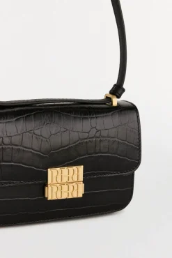 Pedro del Hierro Malas-Bolsa de ombro em pele com fecho em metal Preto