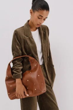 Cortefiel Malas-Bolsa hobo cravejada Castanho