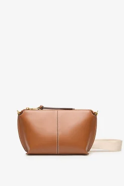 Cortefiel Malas-Bolsa tiracolo básica com costura Castanho