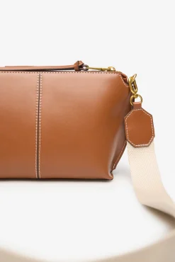 Cortefiel Malas-Bolsa tiracolo básica com costura Castanho