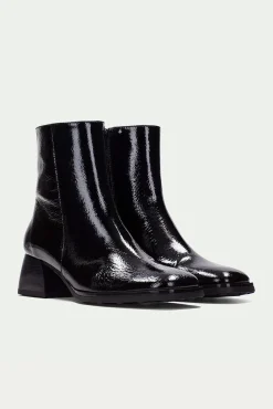 Hispanitas Saltos|Calçado De Couro-Bota Botins quadrado e bainha MARSEILLE Preto