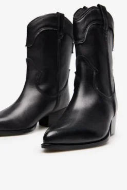 Cortefiel Botas|Saltos-Bota cowboy pele Preto