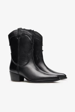 Cortefiel Botas|Saltos-Bota cowboy pele Preto