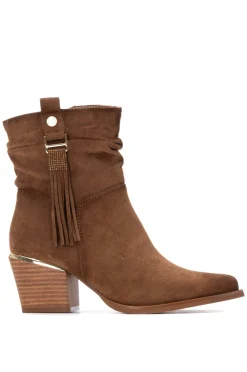 XTI Botas-Bota de camurça com franjas vison