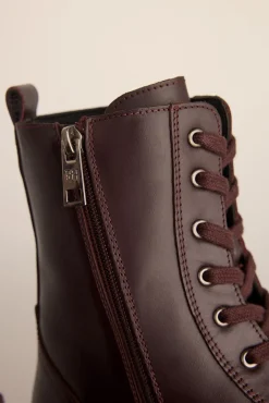 Pedro del Hierro Saltos|Botas-Bota de combate de pele Bordeaux