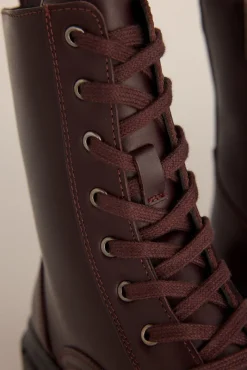 Pedro del Hierro Saltos|Botas-Bota de combate de pele Bordeaux