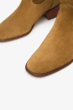 Cortefiel Botas|Calçado De Couro-Bota de croute com costuras contrastantes Tostado