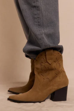 Slowlove Saltos|Calçado De Couro-Bota de croute de Botins Castanho