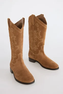 Slowlove Botas|Calçado De Couro-Bota de croute plana Castanho