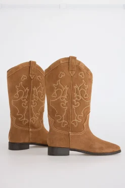 Slowlove Botas|Calçado De Couro-Bota de croute plana Castanho