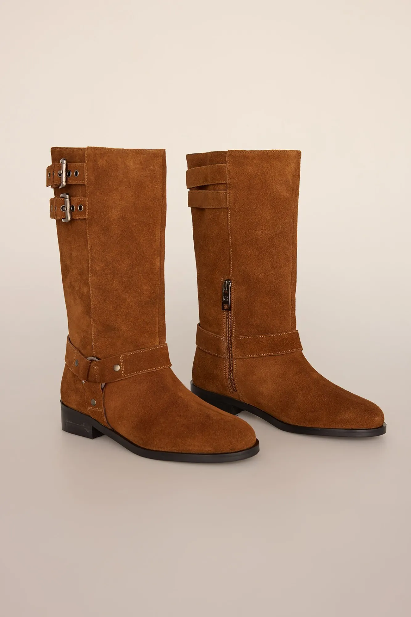 Pedro del Hierro Saltos|Botas-Bota de motociclista de camurça com fivelas Marrom