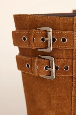 Pedro del Hierro Saltos|Botas-Bota de motociclista de camurça com fivelas Marrom