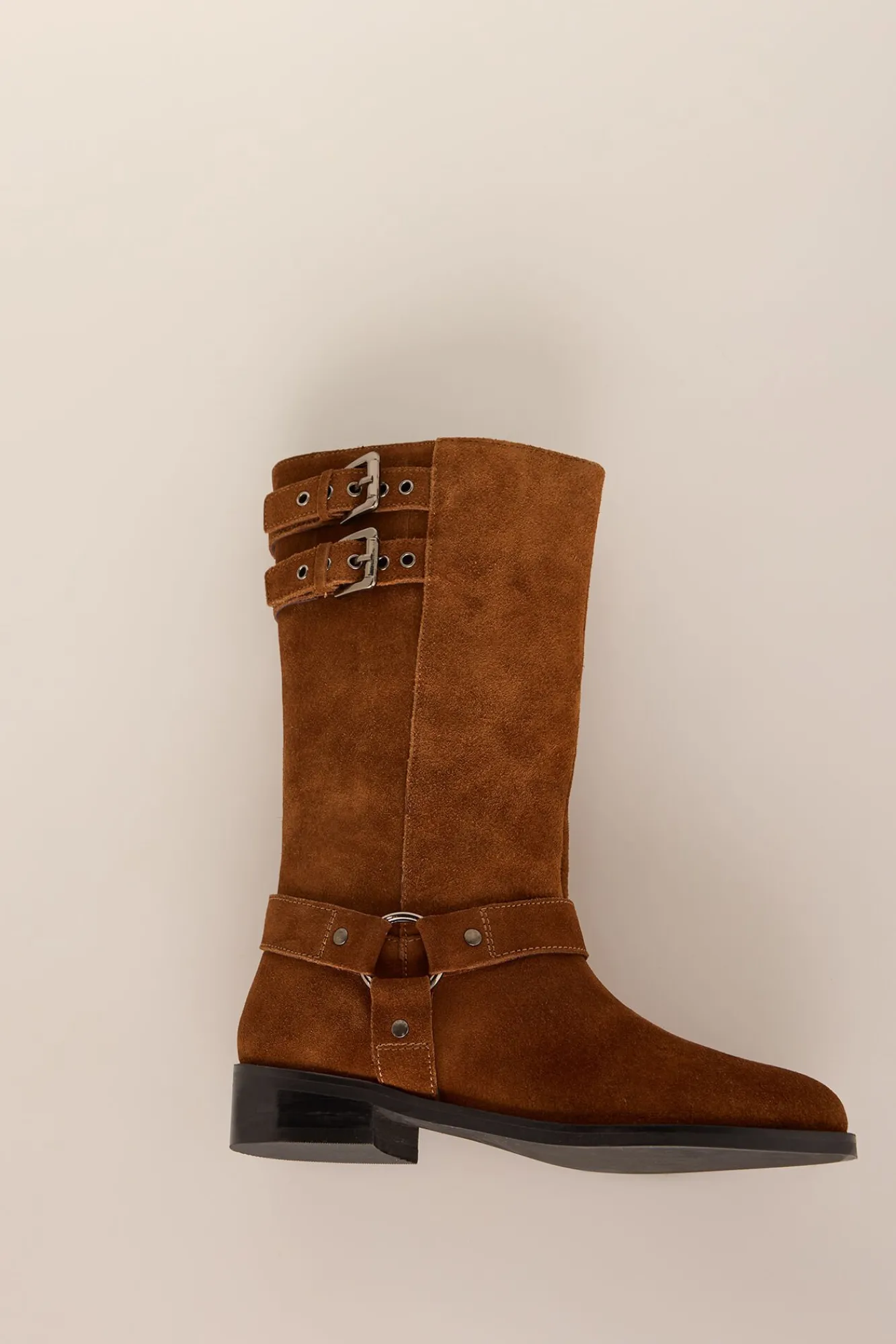 Pedro del Hierro Saltos|Botas-Bota de motociclista de camurça com fivelas Marrom