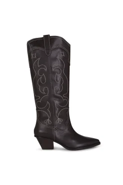 Slowlove Saltos|Botas-Bota de pele com costura Preto