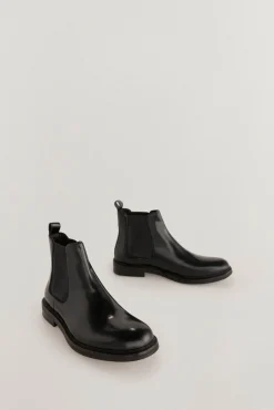 Pedro del Hierro Botas-Bota de pele com elásticos laterais Preto