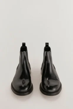 Pedro del Hierro Botas-Bota de pele com elásticos laterais Preto