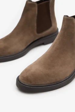 Cortefiel Botas-Bota de pele com elásticos laterais Castanho